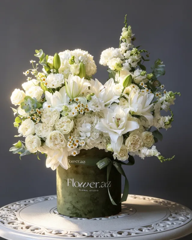 White Symphony Premium Box Arrangement