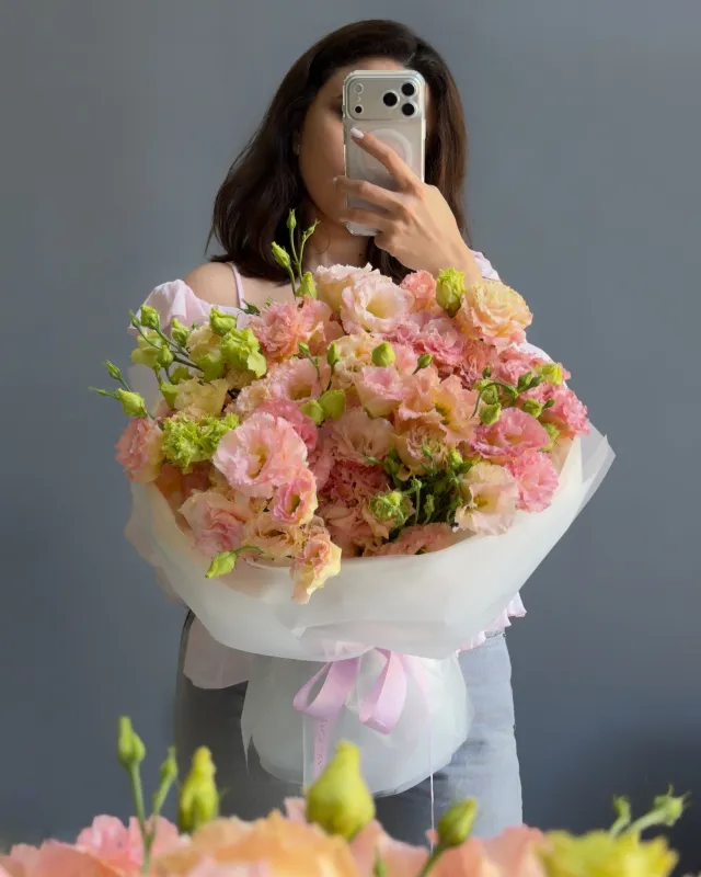 Монобукет Peach Eustoma